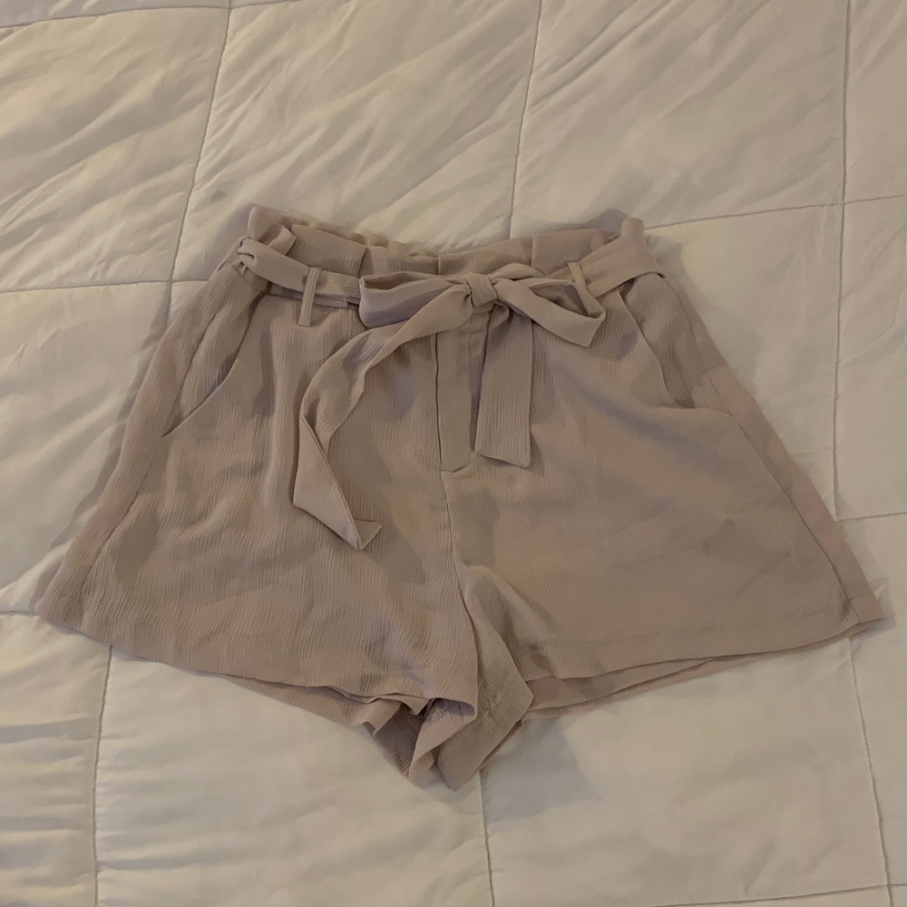 Lush Taupe/Beige Flowy Shorts with Pockets